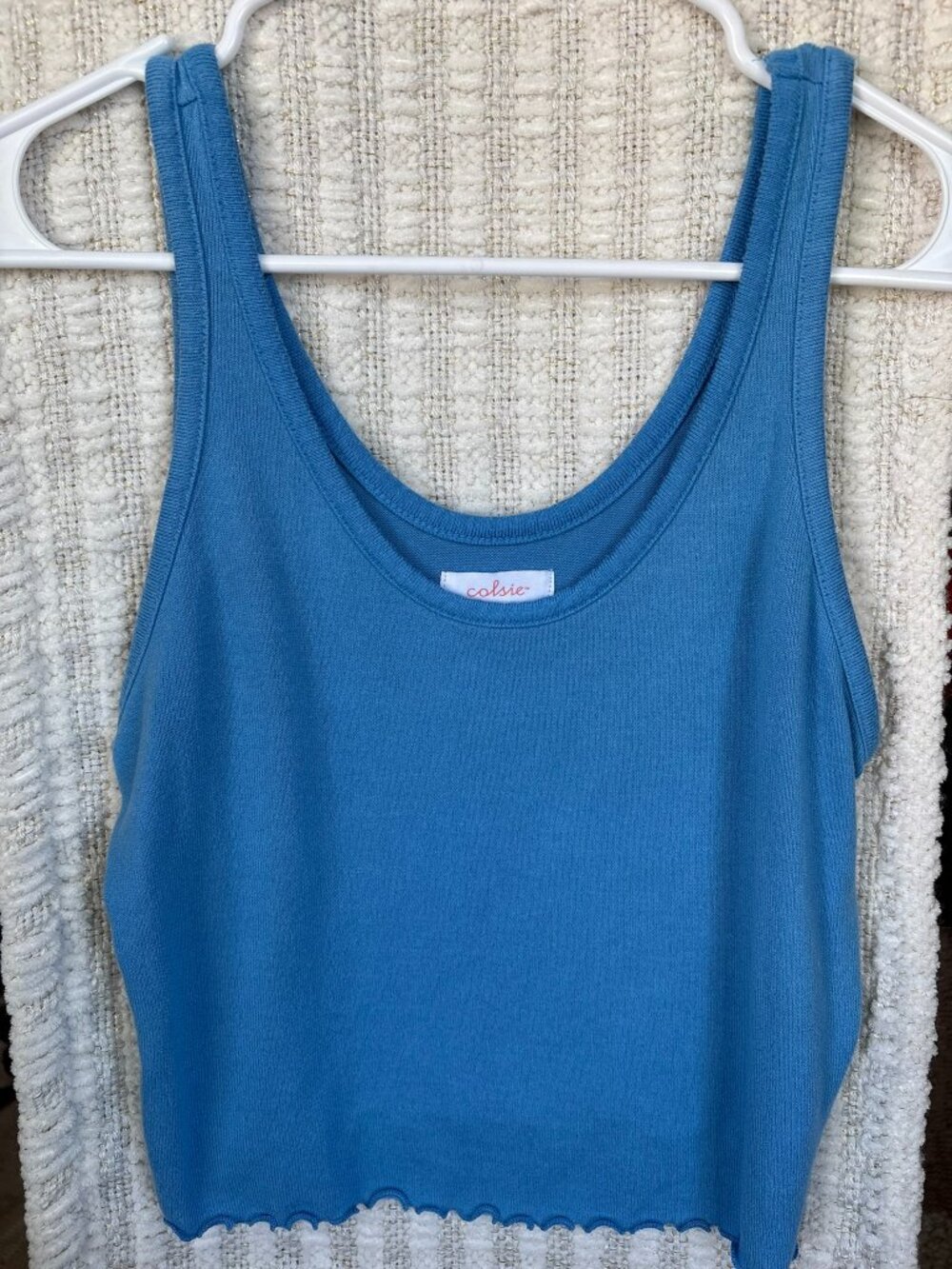 Colsie XS Super Soft Sleep Tank Top; Blue Scallop Trim; Excellent Condition